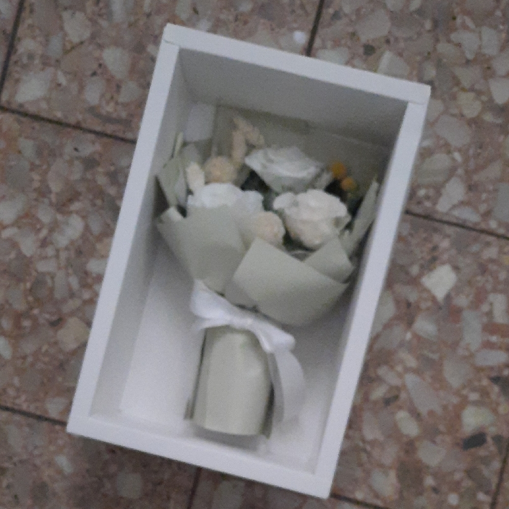 Small "Eternal" White Floral Bouquet in Paper Wrap
